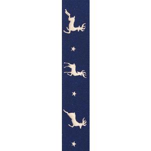 15mm Navy Blue Reindeer Flight Ribbon