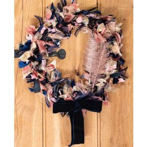 Rose & Navy Ribbon Wreath kit