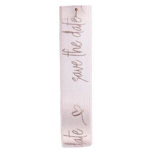 Save the Date Satin Ribbon in White/Silver - By Berisfords Ribbons 