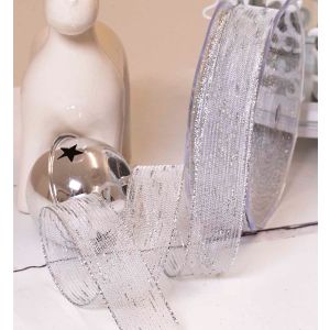 25mm silver mesh ribbon