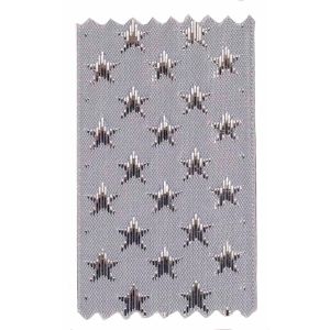 Silver lame woven stars on a silver taffeta base, this Christmas Ribbon By Berisfords Ribbons Looks Stunning
