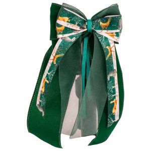 Large Green Forest Ribbon Bow