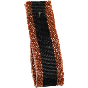 Winter Stripe Sparkling Copper and Black, 10mm Lame Ribbon. Art 60175