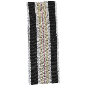 Winter Stripe Silver, Black, Gold and Rose Gold   25mm Lame Ribbon. Art 60175
