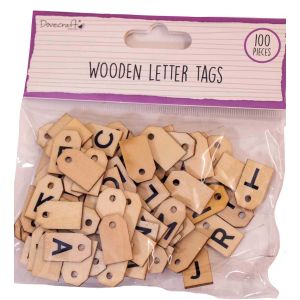 Wooden Letter Tags by Dovecraft - 100 pieces
