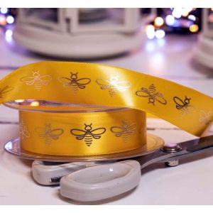 25mm yellow and Gold Bee Ribbon