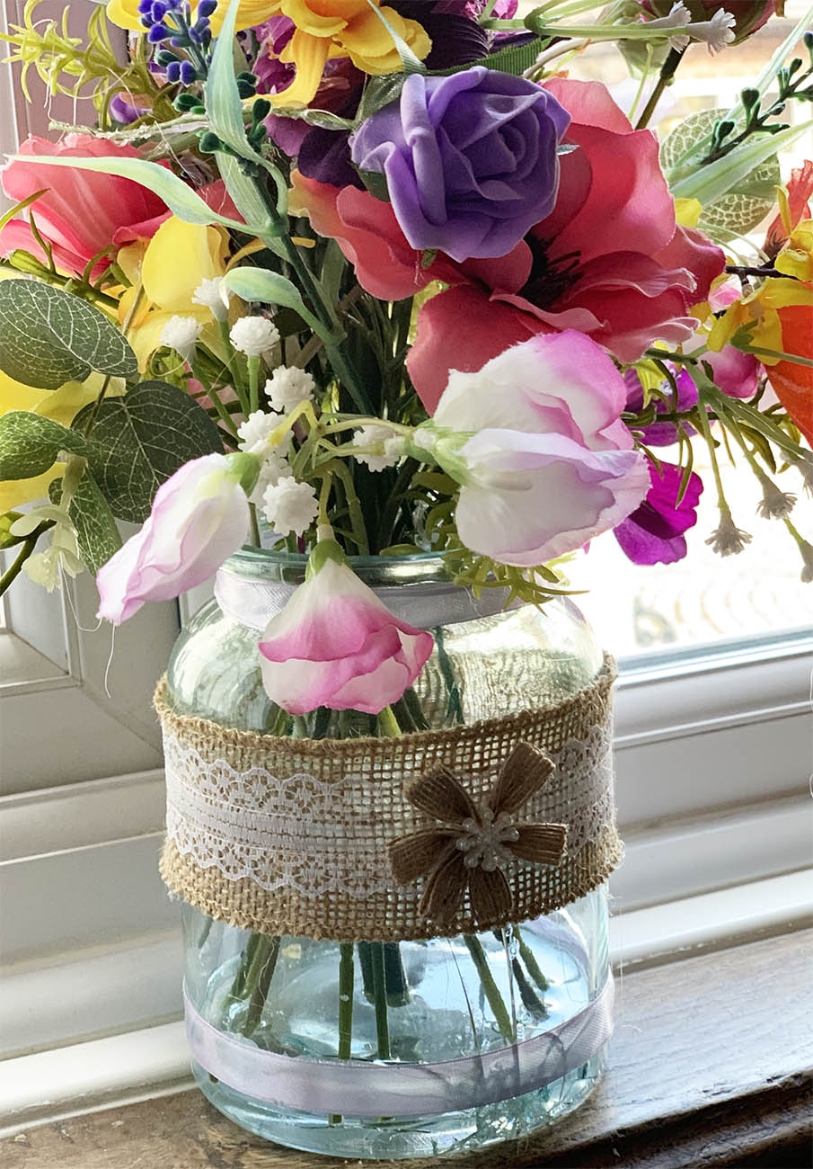 Jar with ribbon decoration