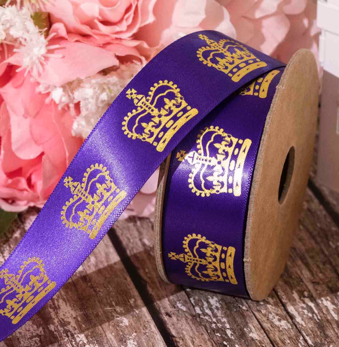 Purple Ribbon With Gold Crown