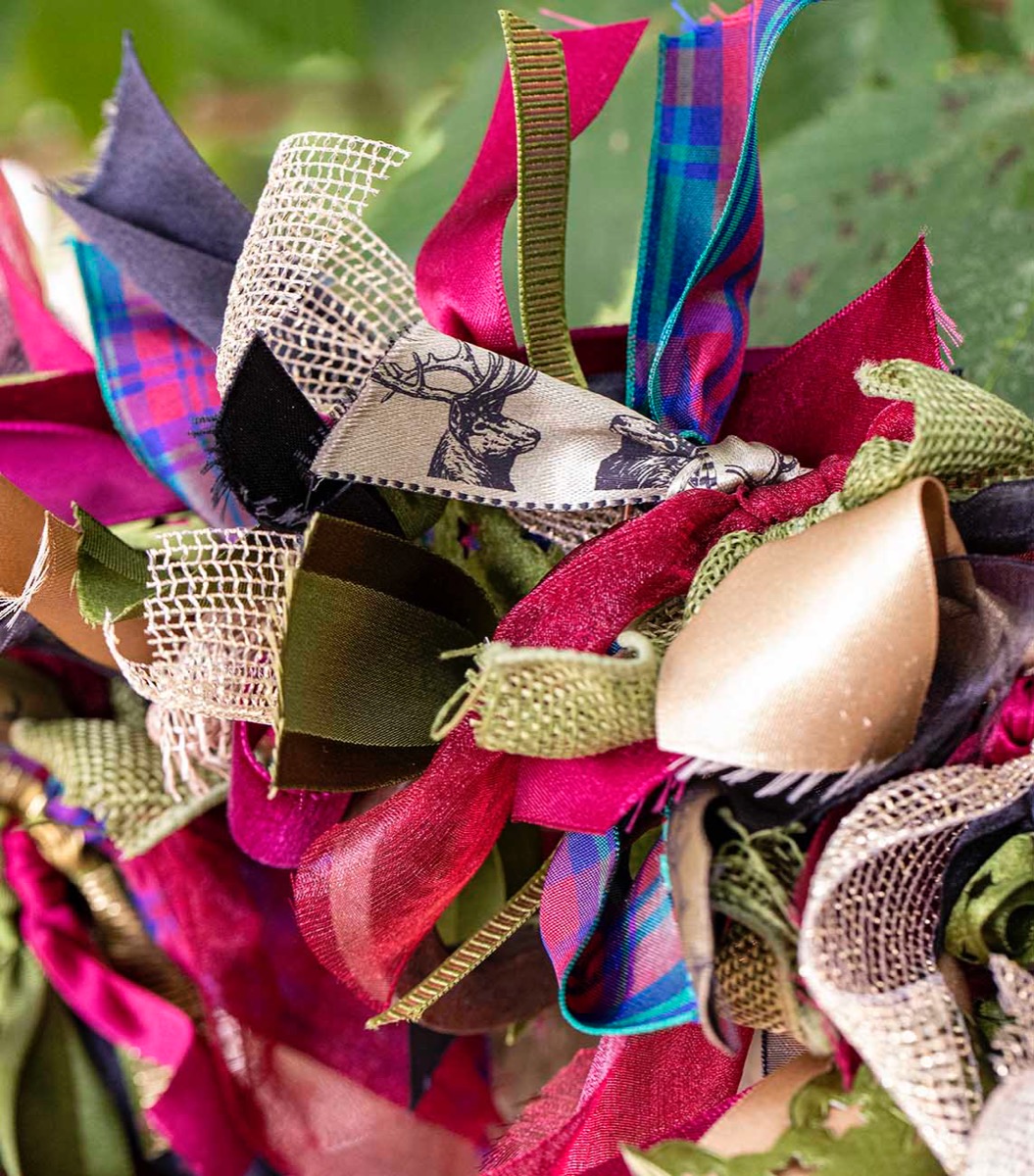 close up of ribbons in luxury wreath kit