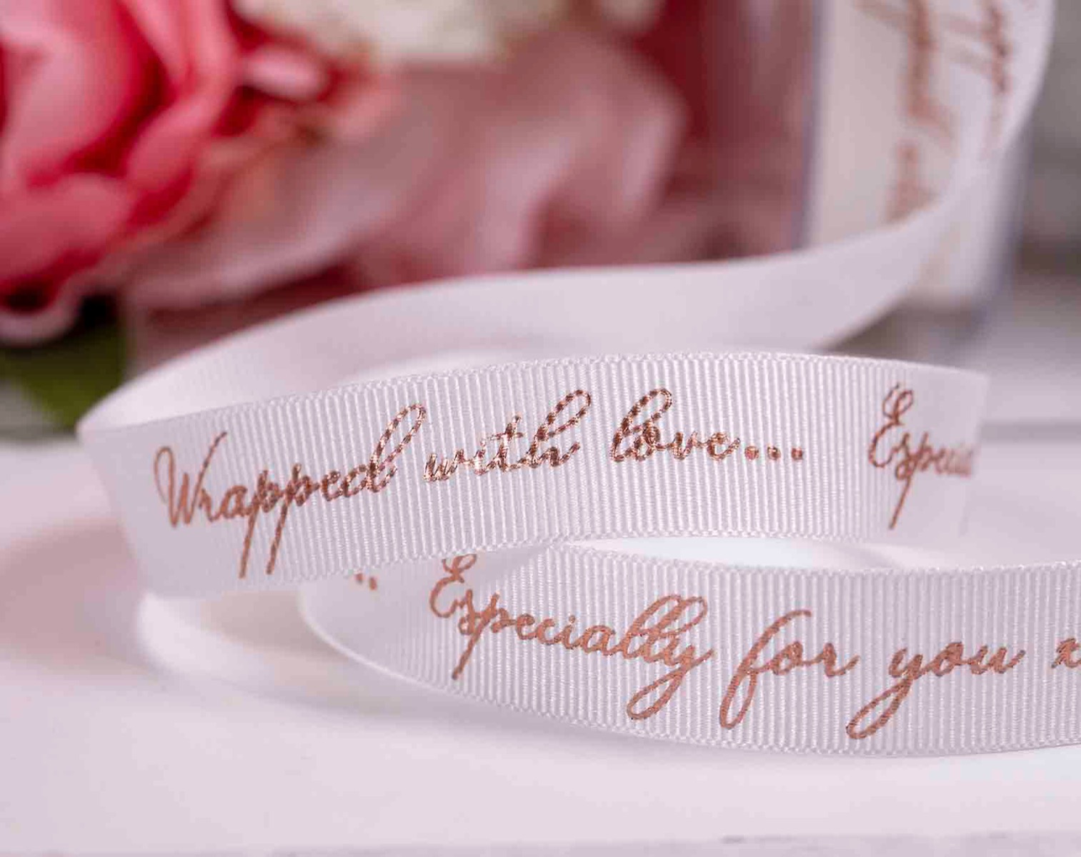 15mm whitewrapped with love ribbon
